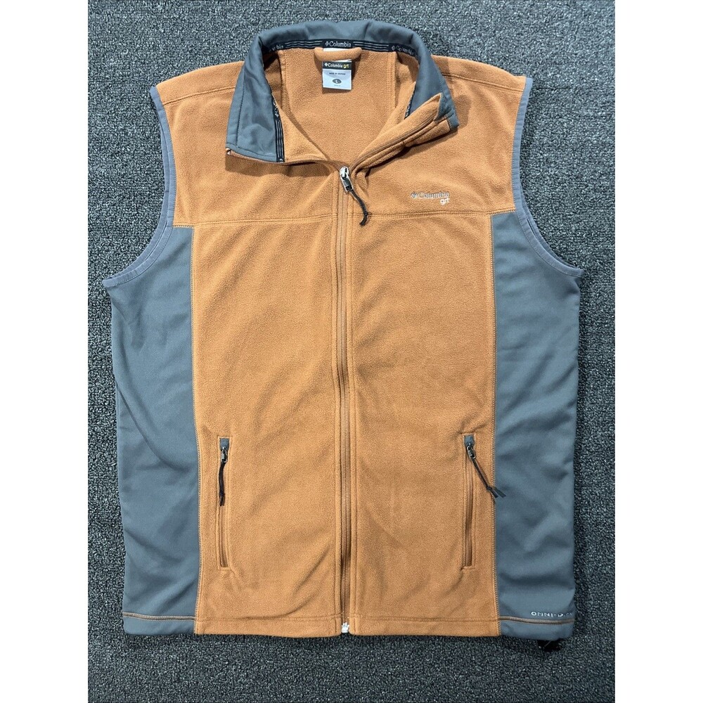 Columbia grt Fleece Vest Men's Size Large Full Zip Burnt Orange Hiking Outdoor‎